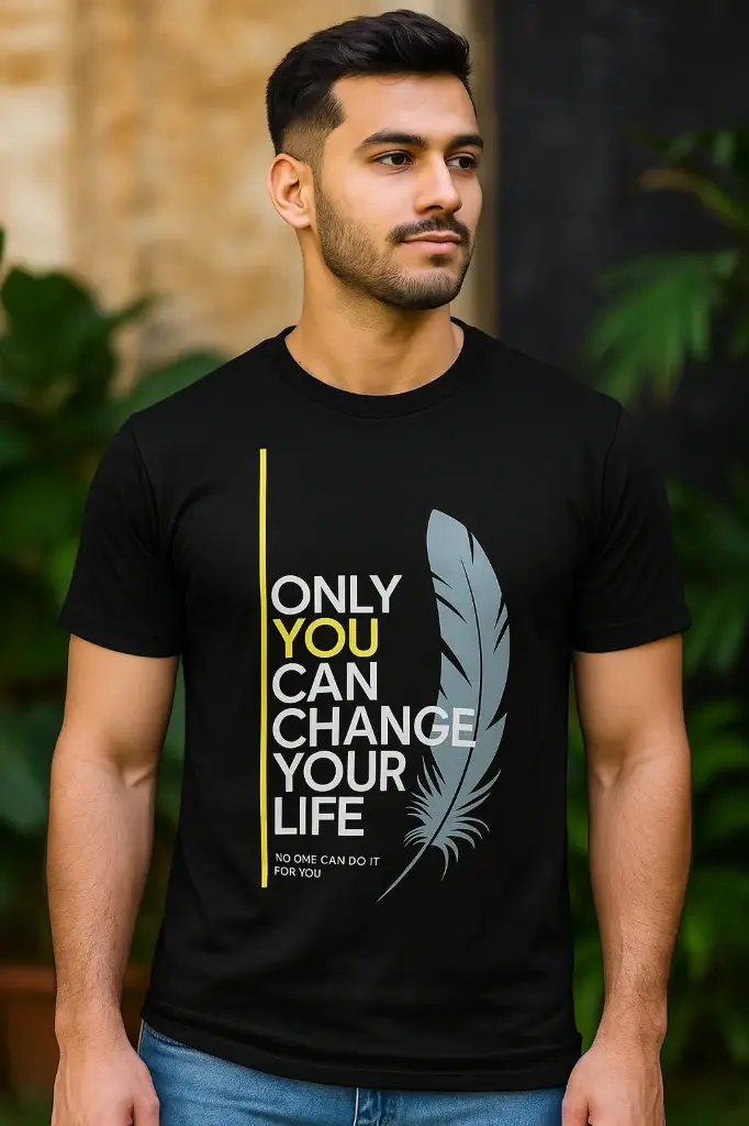 Premium Black Motivational Printed T-Shirt